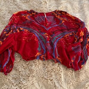 Red free people blouse